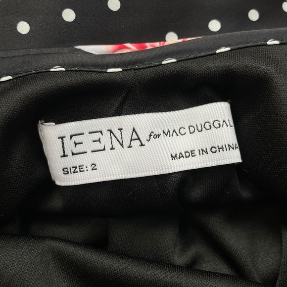 New Ieena Mac Duggal Floral Dot Drape Neck Back Slip Dress Black Pink Size 2 - Picture 6 of 8